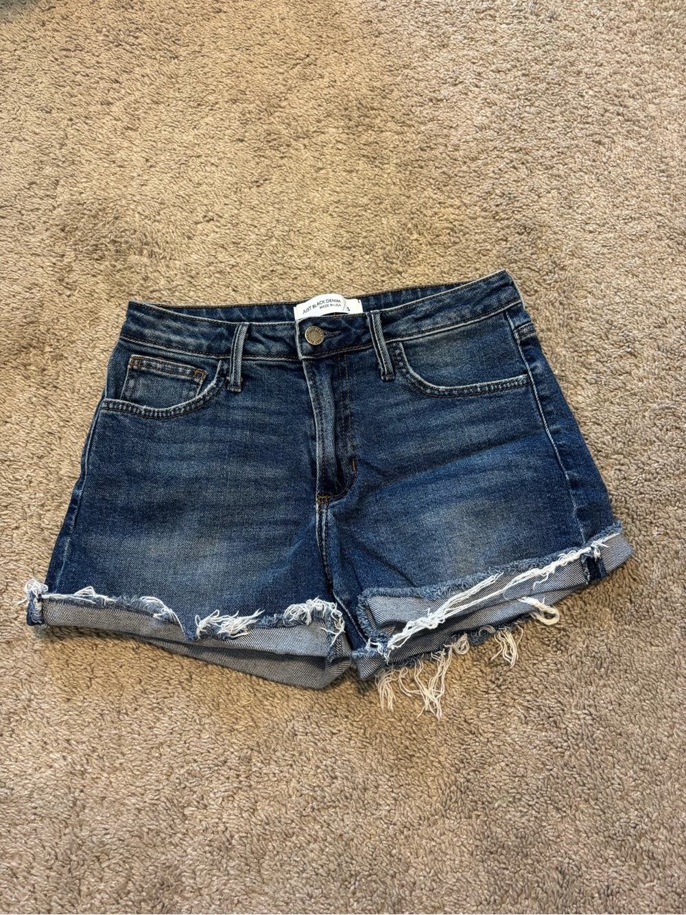 Just Black Dark Blue Distressed Denim Shorts